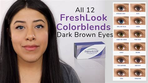 All 12 Freshlook Colorblends Contacts On Dark Brown Eyes Lens Me