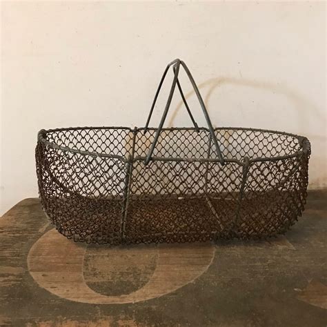 Antique French Industrial Basket Wire Basket Oyster Nautical Etsy