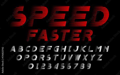 Vecteur Stock Decorative Speed Alphabet Vector Fonts And Numbers