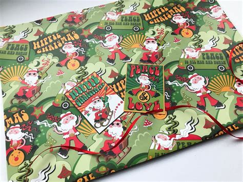 Retro Christmas T Wrap Santa Wrapping Paper Funny Etsy