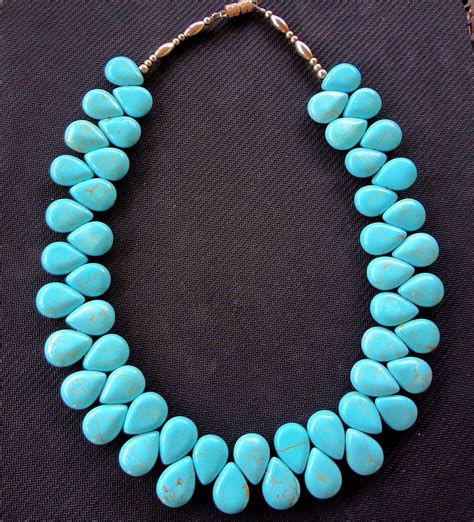 Fine Vintage Turquoise Necklace Teardrop Choker Style From Jools4u On Ruby Lane Beaded Jewelry