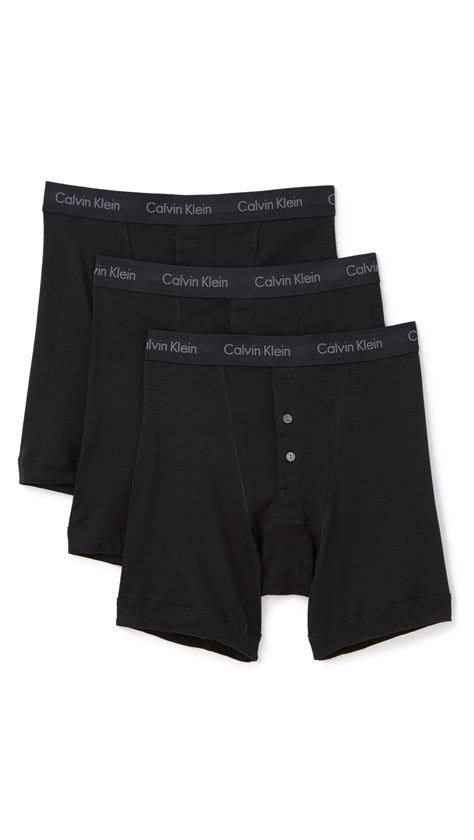 Calvin Klein Cotton Classic 3 Pack Button Fly Boxer Briefs In Black For Men Lyst