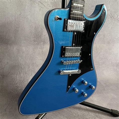 Blue Silver Firebird Electric Guitar Solid Body Black Fretboard Mahogany Body Ebay