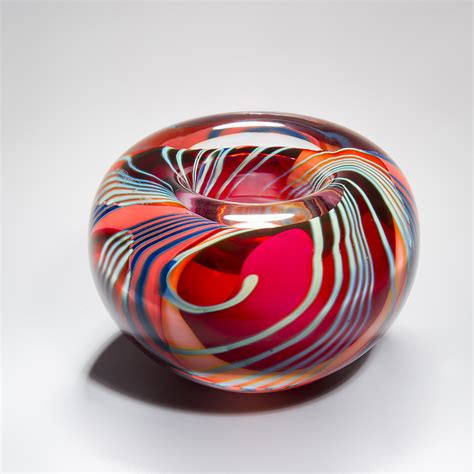 Glass Bowls Art I Pink Paradiso Medium Thick Bowl By Peter Layton