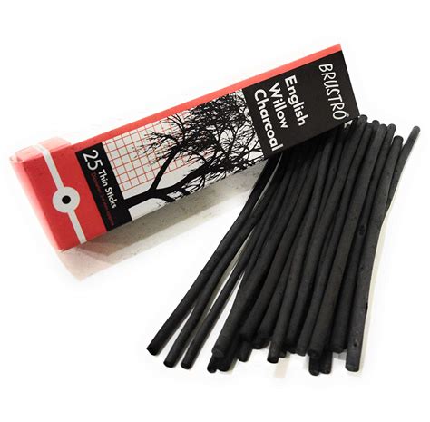 Brustro English Willow Charcoal Thin 25 Sticks Kds Art Store