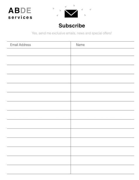 Email List Template Newsletter Sign Up Form Digital Pdf Etsy
