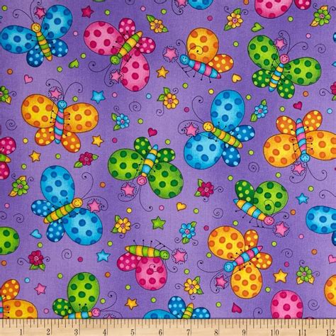 Fun For Kids Butterflies Purple Fabric Design Design Quilts