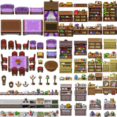 Modern Furtniture Tileset Rpg Tileset Free Curated Assets For Your