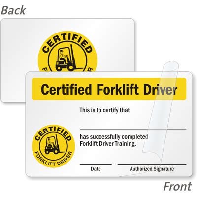 Forklift Certification Cards Forklift Driver Wallet Cards