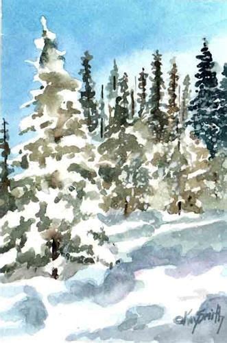Daily Paintworks Snow Laden Trees Original Fine Art For Sale