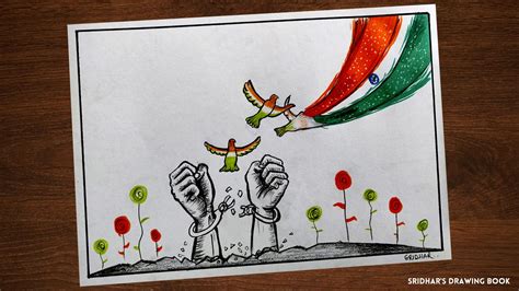How To Draw Independence Or Republic Day Drawing With Colours For