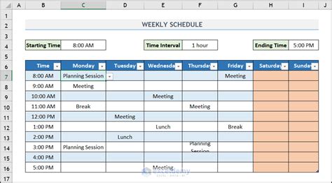 How To Create A Weekly Schedule In Excel Suitable Methods