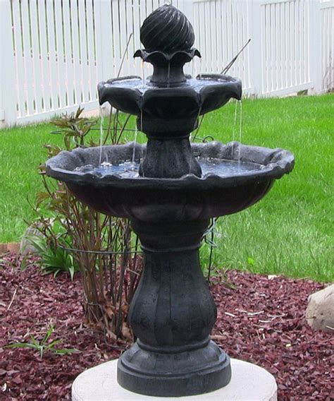 H71cm maleda antique effect bird bath water fountain. 2 Tiered Solar On Demand Fountain Birdbath in Black