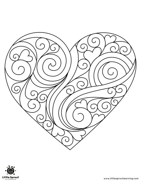 Beautifully Designed Heart Coloring Page Little Sprout Art