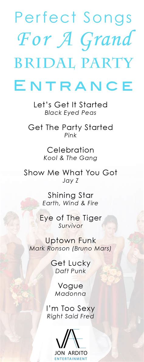 Or maybe a little edm? Have your bridal party introductions be accompanied by an upbeat and celebratory entran ...