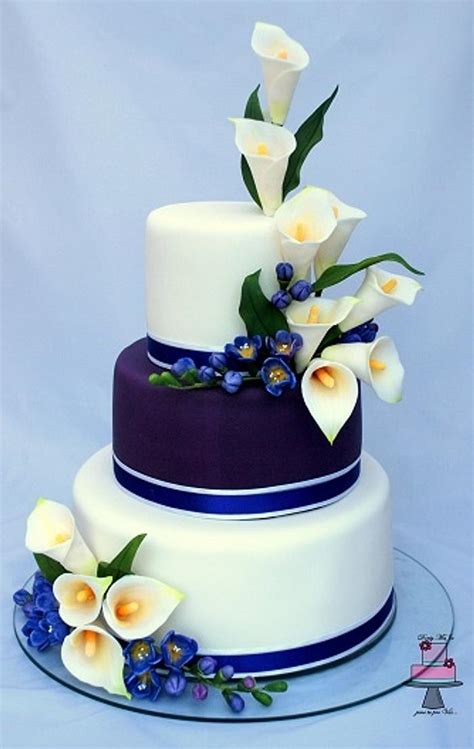 Wedding Cake Calla Lily And Freesia Decorated Cake By CakesDecor
