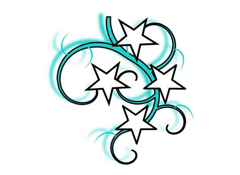 Tribal Star Tattoo Swirl Designs