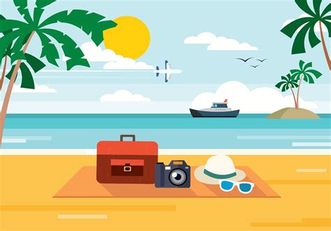 Summer Beach Vector Illustration Download Free Vector Art Stock