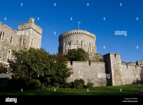 Round Tower The Keep And Outer Walls At Windsor Castle Berkshire