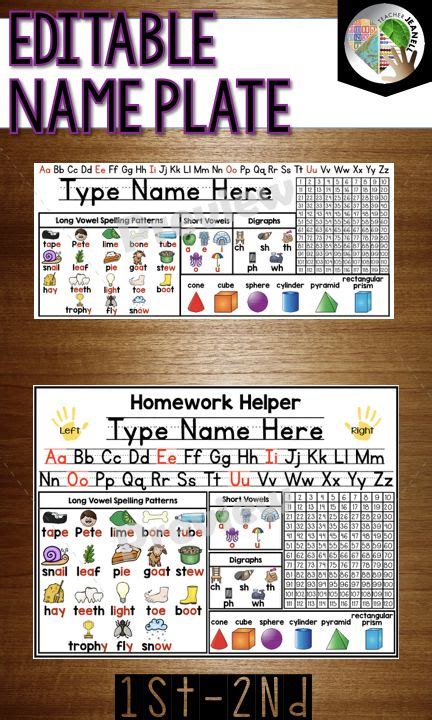 Editable Desk Name Plate Student Desk Name Tags 1st And 2nd Grade