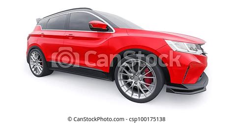 Illustrration 3d Suv Render Carro Esportes Vermelho Compacto 3d