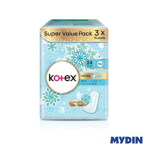 Kotex Natural Care Maxi Herbal Cool Non Wing 24cm X 3 X 16s Shopee