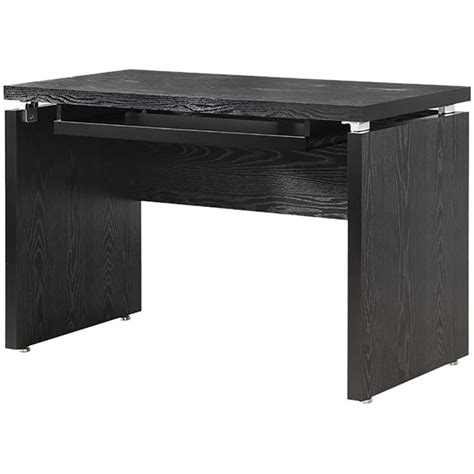 The large table top work surface, together with two additional second shelves, will provide you additional organization and storage space. Coaster Peel Computer Desk with Keyboard Tray in Black - 800821ii