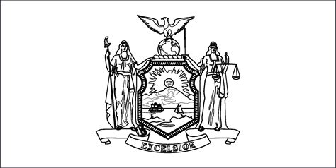 The flag features the state coat of arms (adopted 1778) on a field of deep blue; New York State Flag