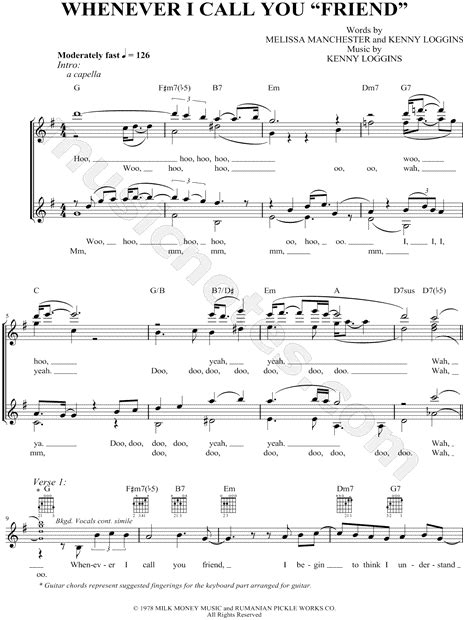 When did i call you friend by stevie nicks? Kenny Loggins "Whenever I Call You "Friend"" Sheet Music ...