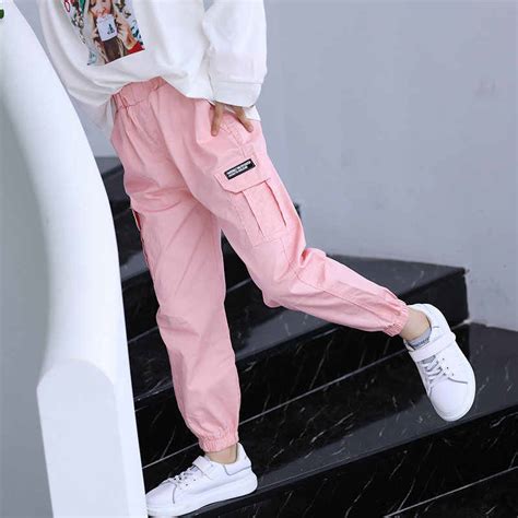 Girls Casual Trousers Spring Autumn 2020 New Clothes Kids Khaki Black