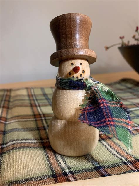 Hand Turned Wood Snowman Etsy
