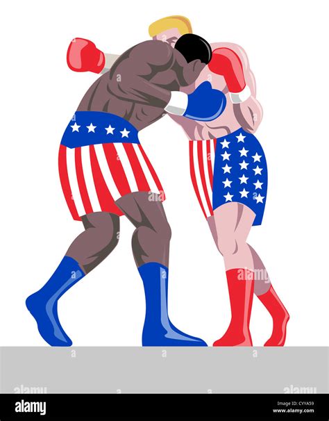 Illustration Of American Boxer In Stars And Stripes Connecting A