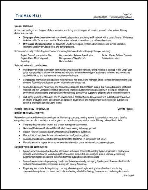 Technical Writer Resume Example Distinctive Career Services