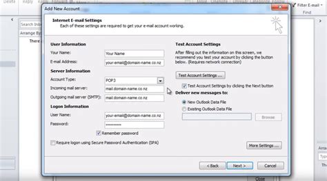 To include the sent mail folder: How to set up an email account in Outlook 2010 | Ascona