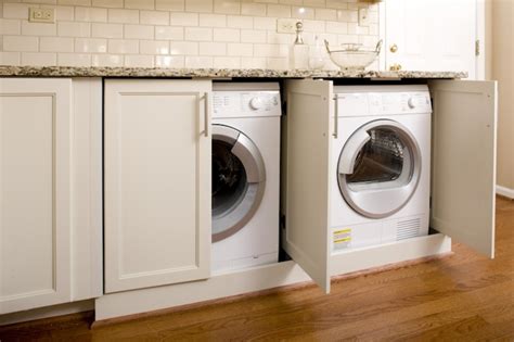 The quick install saves time by securing the washer/dryer to the pedestal in less than 10 minutes. Hidden Washer and Dryer - Transitional - laundry room ...