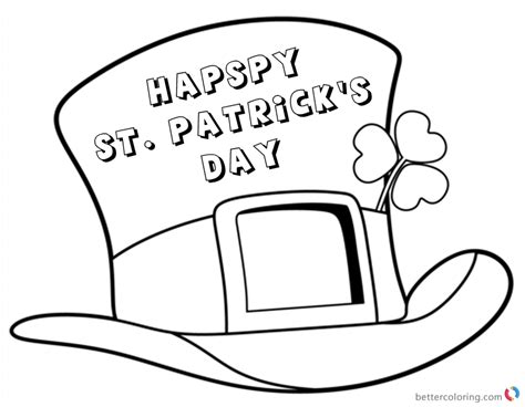 St Patrick Day shamrock coloring pages top hat - Free Printable