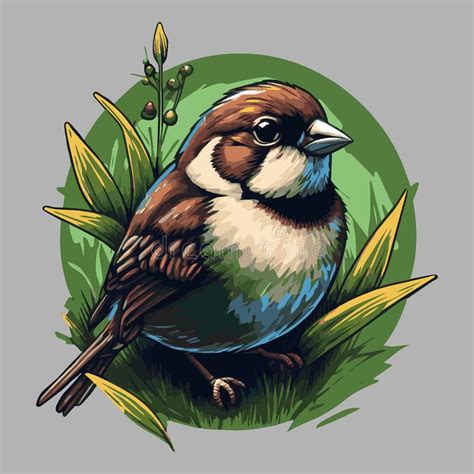 Sparrow Bird Logo Design Mascot Illustration Badges Stock Vector
