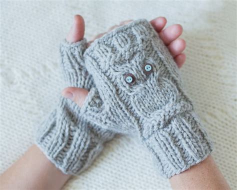 Knitting Pattern 037 Owl Fingerless Gloves Pattern Owl Knit Fingerless