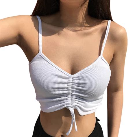 Summer Sexy White Crop Top New Fashion Women Sleeveless V Neck Cotton Soft Casual Tank Tops In