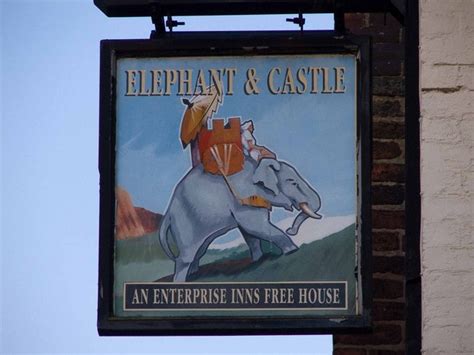 Here at 'the elly', we cater for everyone's needs, including little eaters. Elephant & Castle pub sign, Dawley © Mike White ...