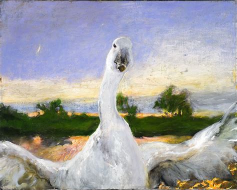 Jamie Wyeth Angered Swan 2014 Enamel And Oil On Canvas Greenville