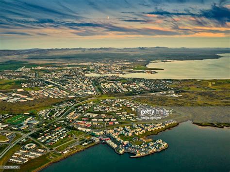Suburbs Of Reykjavik Seen From The Air Iceland High Res Stock Photo