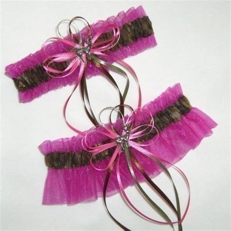 Hot Pink And Camo Garter Set With Deer Accent Pink Camo Wedding Holly