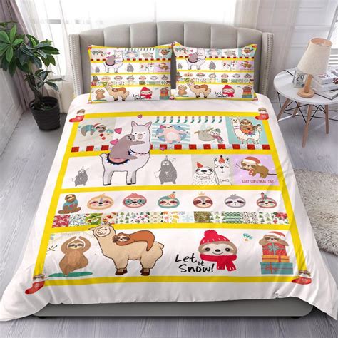 Sloth And Camel Christmas Chan Sloths Bedding Set Duvet Cover Set Teeuni