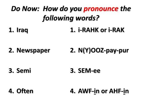 Ppt Do Now How Do You Pronounce The Following Words Powerpoint
