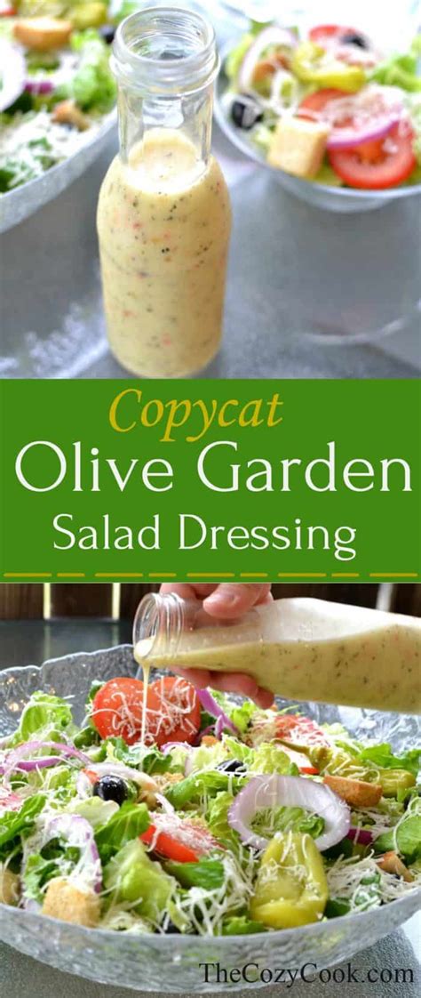 Olive garden salad is loaded with fresh veggies, crunchy croutons, pepperoncinis, and a tangy, creamy parmesan vinaigrette dressing. Olive Garden Salad Dressing - The Cozy Cook