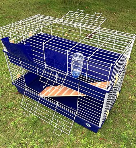 Large Double Indoor Rabbit Bunny Guinea Pig Cage 100 X 52 X 74 Blue