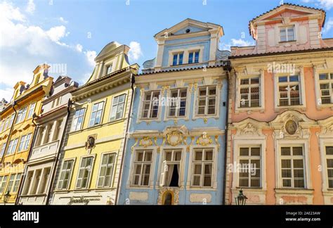 Rococo Style Buildings In Lesser Town Prague Czech Republic Stock Photo