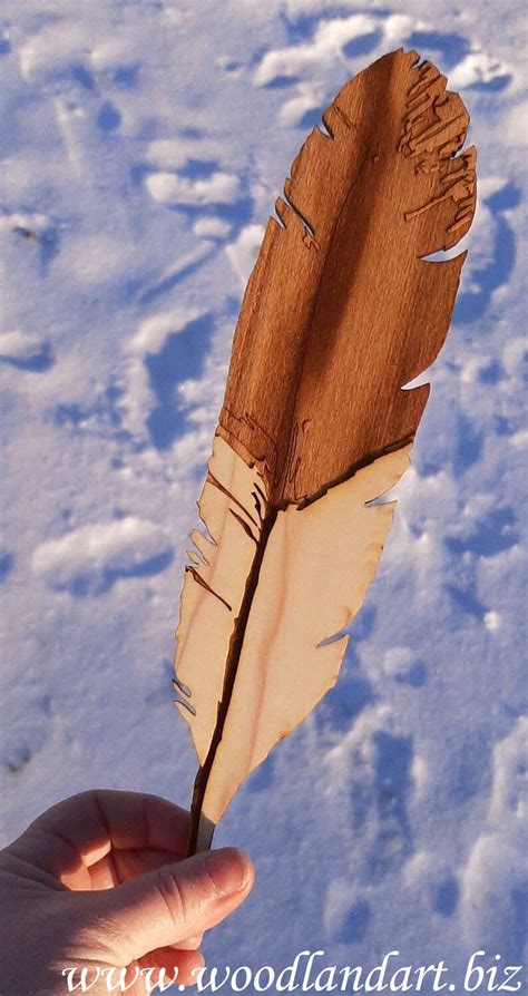 12 Inch Poplar Wood Feathers Laser Engraved On Both Sides Etsy