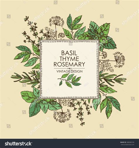 Phone screen wallpaper basil illustration. Background Herbs Bay Leaf Basil Thyme Stock Vector 388080100 - Shutterstock